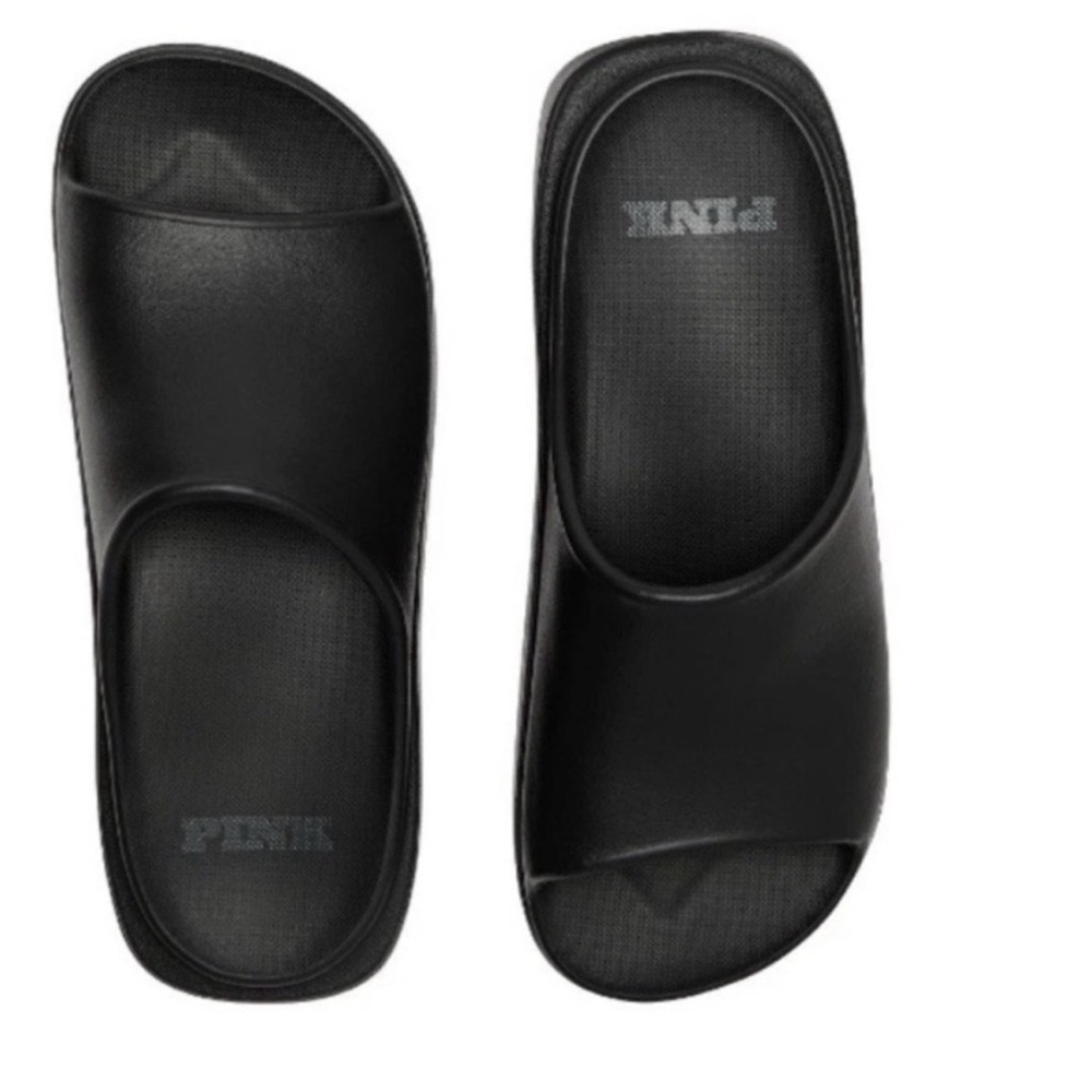 Pink Victoria’s Secret Black Slide Sandals